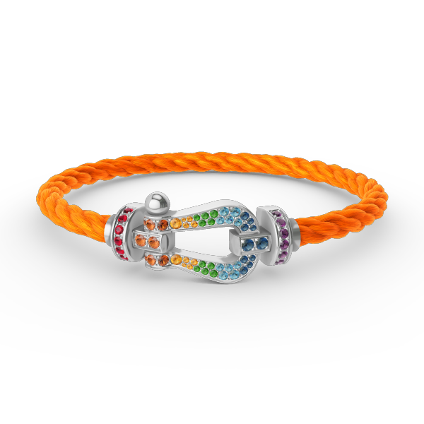 [Auream]FORC LARGE HORSESHOE  COLORED DIAMOND BRACELET SILVER