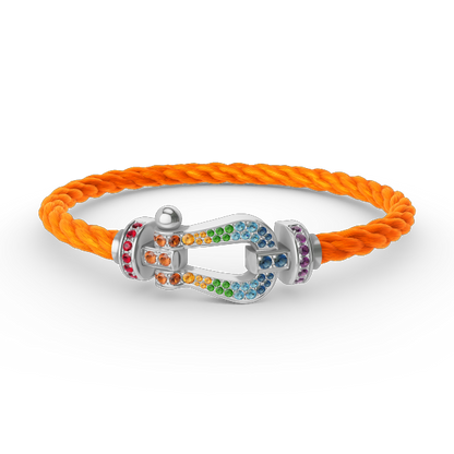 [Auream]FORC LARGE HORSESHOE  COLORED DIAMOND BRACELET SILVER