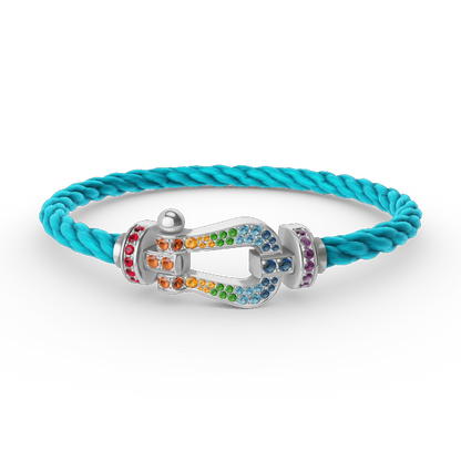 [Auream]FORC LARGE HORSESHOE  COLORED DIAMOND BRACELET SILVER