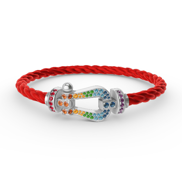 [Auream]FORC LARGE HORSESHOE  COLORED DIAMOND BRACELET SILVER