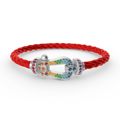 [Auream]FORC LARGE HORSESHOE  COLORED DIAMOND BRACELET SILVER