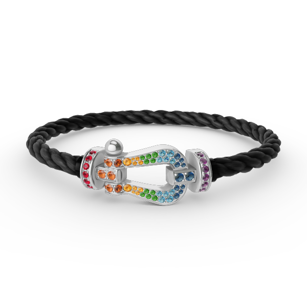 [Auream]FORC LARGE HORSESHOE  COLORED DIAMOND BRACELET SILVER