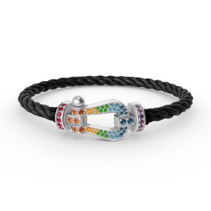 [Auream]FORC LARGE HORSESHOE  COLORED DIAMOND BRACELET SILVER