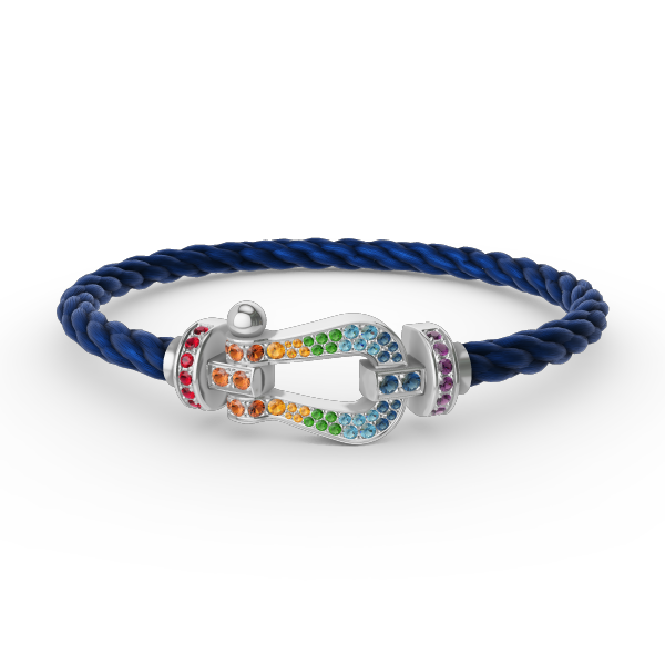 [Auream]FORC LARGE HORSESHOE  COLORED DIAMOND BRACELET SILVER