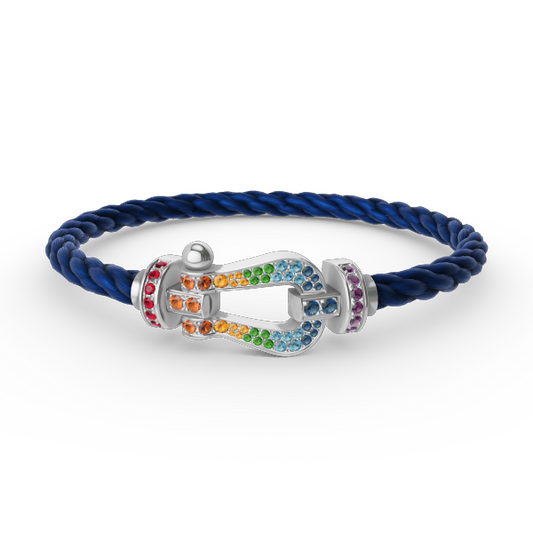 [Auream]FORC LARGE HORSESHOE  COLORED DIAMOND BRACELET SILVER