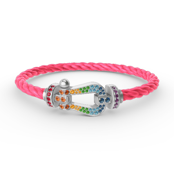 [Auream]FORC LARGE HORSESHOE  COLORED DIAMOND BRACELET SILVER