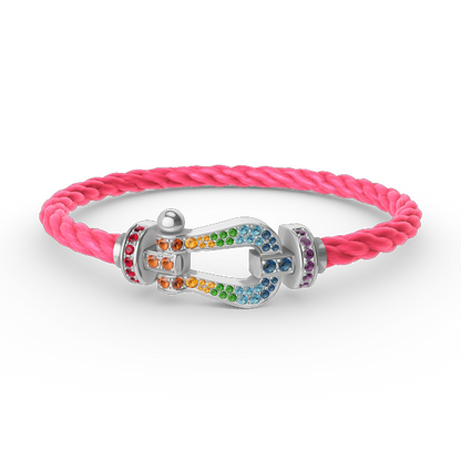 [Auream]FORC LARGE HORSESHOE  COLORED DIAMOND BRACELET SILVER