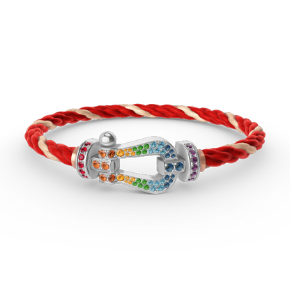 [Auream]FORC LARGE HORSESHOE  COLORED DIAMOND BRACELET SILVER