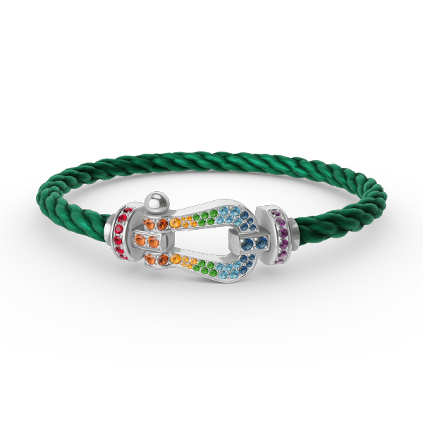 [Auream]FORC LARGE HORSESHOE  COLORED DIAMOND BRACELET SILVER