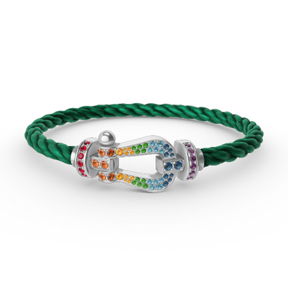 [Auream]FORC LARGE HORSESHOE  COLORED DIAMOND BRACELET SILVER