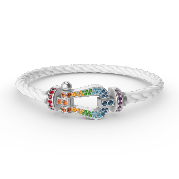 [Auream]FORC LARGE HORSESHOE  COLORED DIAMOND BRACELET SILVER