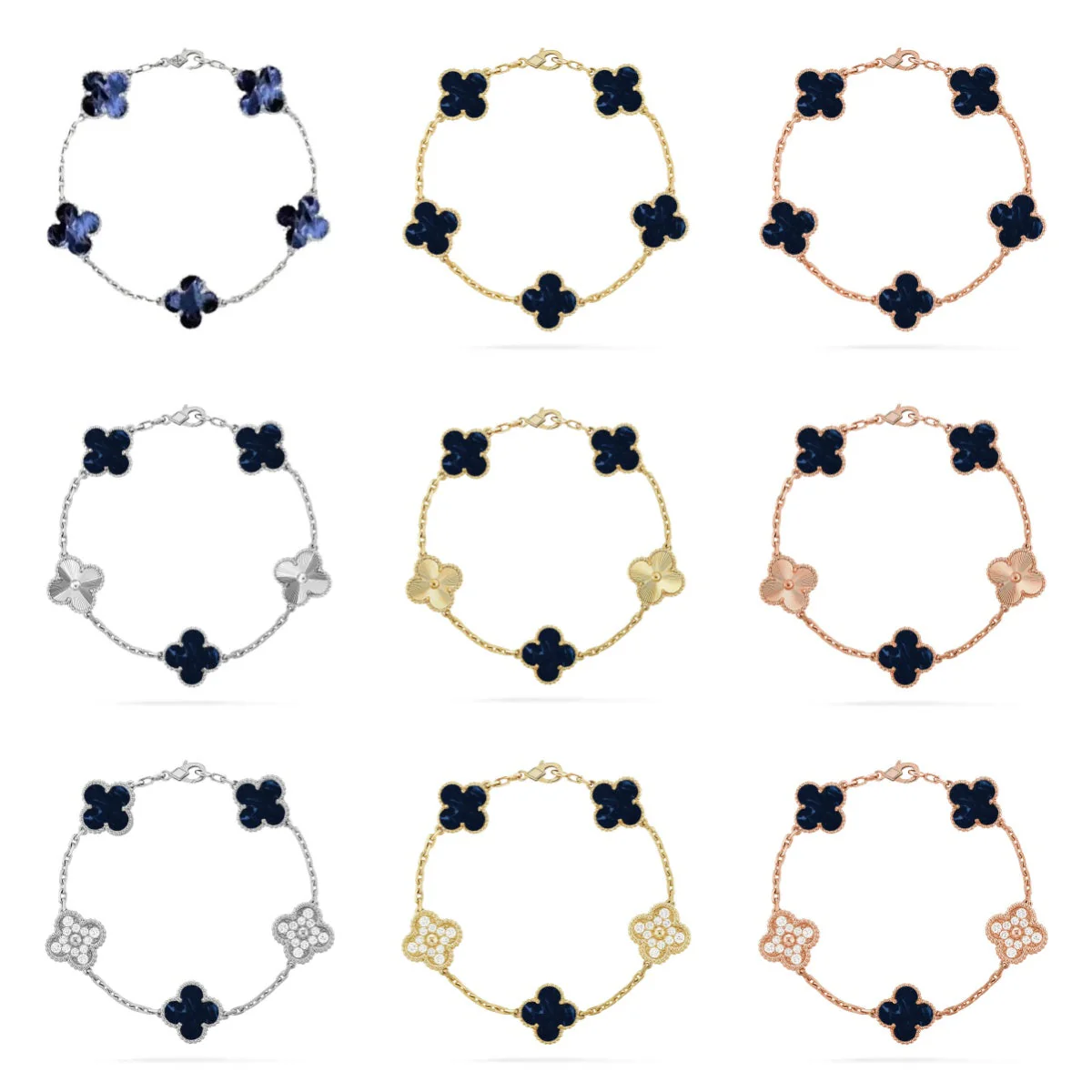 [Auream]CLOVER 5 MOTIF PIETERSITE BRACELET COLLECTION