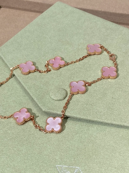 [Auream Jewellery] Pink Necklace with Ten Clover Designs