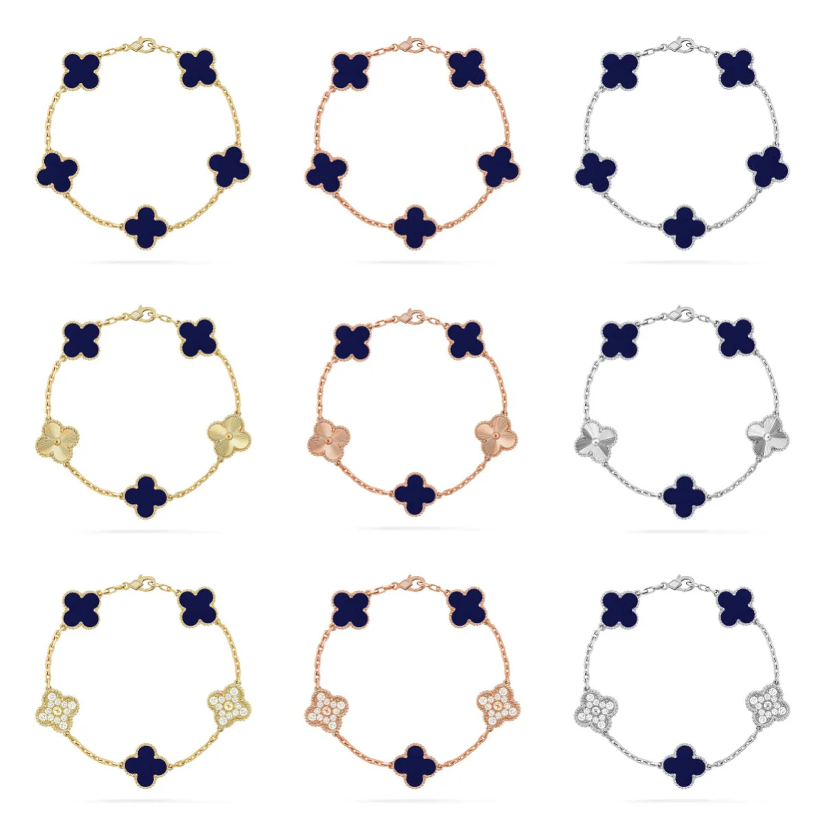 [Auream]CLOVER 5 MOTIF LAPIS LAZULI BRACELET COLLECTION
