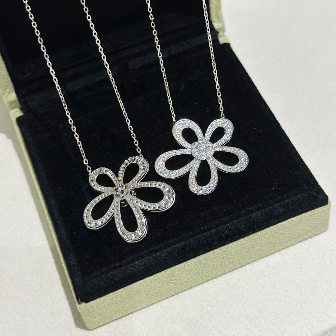 [Auream]FLOWERLACE NECKLACE FULL DIAMONDS