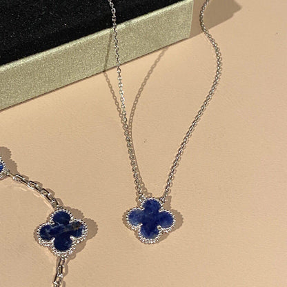 [Auream]CLOVER 15MM PIETERSITE NECKLACE SILVER