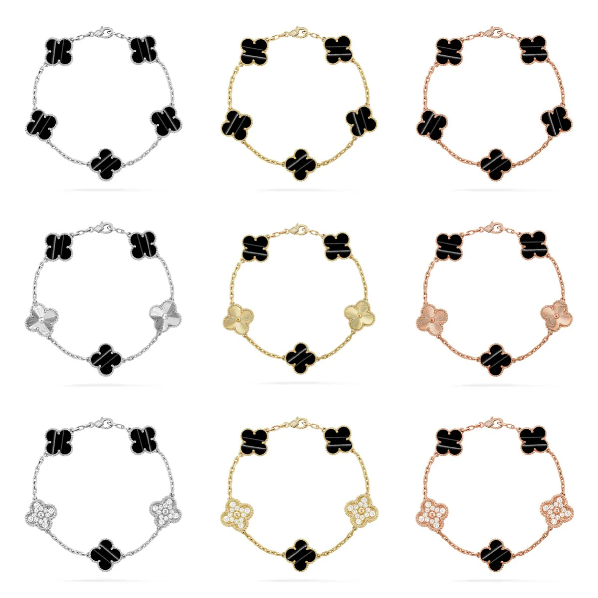 [Auream] CLOVER 5 MOTIF PULSAR STONE BRACELET COLLECTION