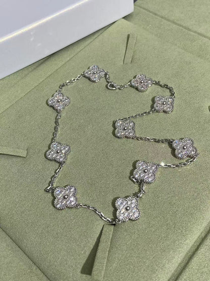 [Auream]CLOVER 10 MOTIFS  FULL DIAMOND NECKLACE