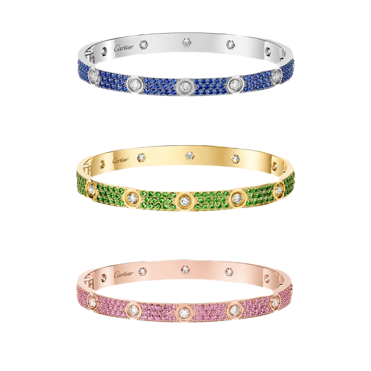 [Auream]2026 PAVE GEMSTONE LOVE BRACELET 6.1MM 10 DIAMONDS