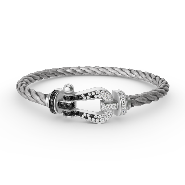 [Auream]FORCE LARGE HORSESHOE BLACK WHITE DIAMOND BRACELET SILVER