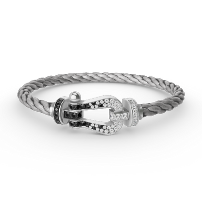 [Auream]FORCE LARGE HORSESHOE BLACK WHITE DIAMOND BRACELET SILVER