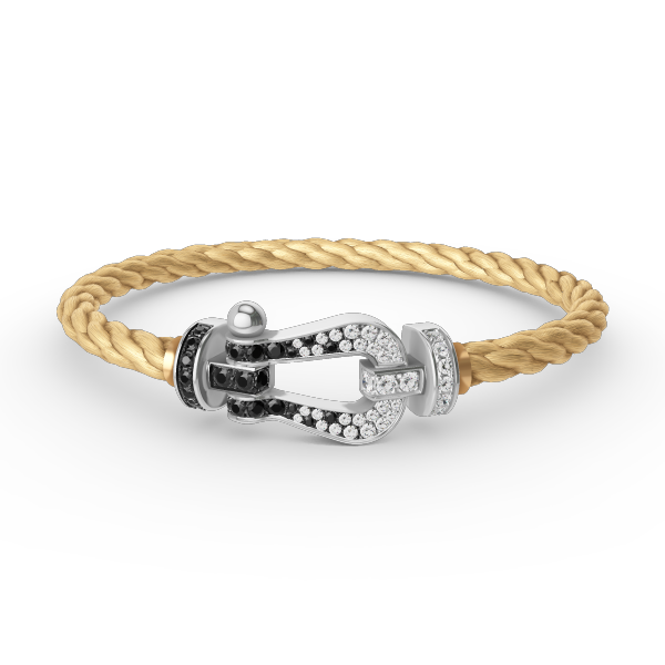 [Auream]FORCE LARGE HORSESHOE BLACK WHITE DIAMOND BRACELET SILVER