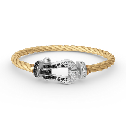[Auream]FORCE LARGE HORSESHOE BLACK WHITE DIAMOND BRACELET SILVER