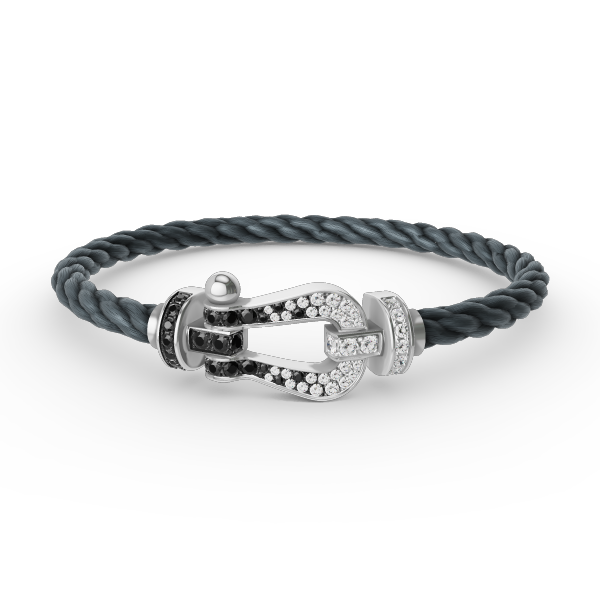 [Auream]FORCE LARGE HORSESHOE BLACK WHITE DIAMOND BRACELET SILVER