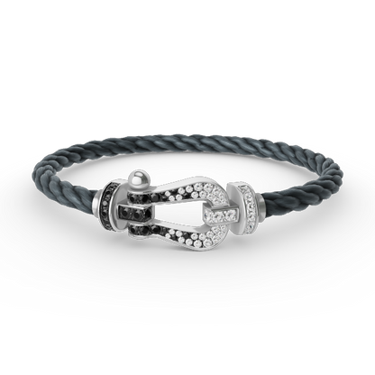 [Auream]FORCE LARGE HORSESHOE BLACK WHITE DIAMOND BRACELET SILVER