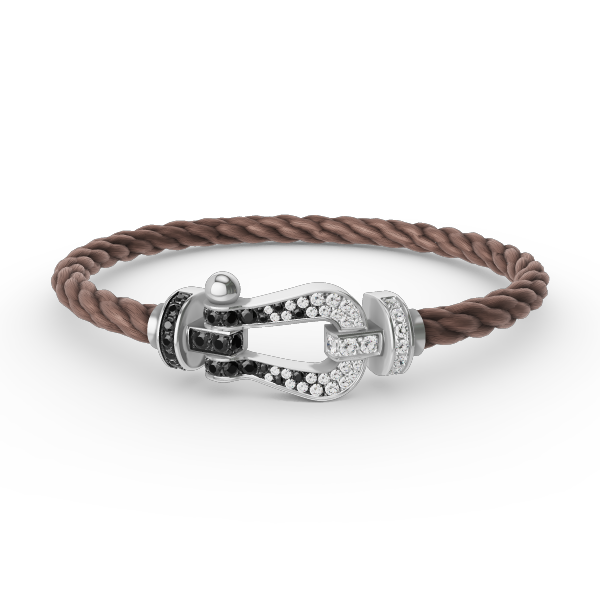 [Auream]FORCE LARGE HORSESHOE BLACK WHITE DIAMOND BRACELET SILVER