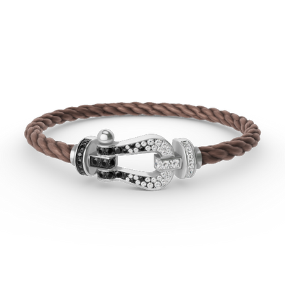 [Auream]FORCE LARGE HORSESHOE BLACK WHITE DIAMOND BRACELET SILVER