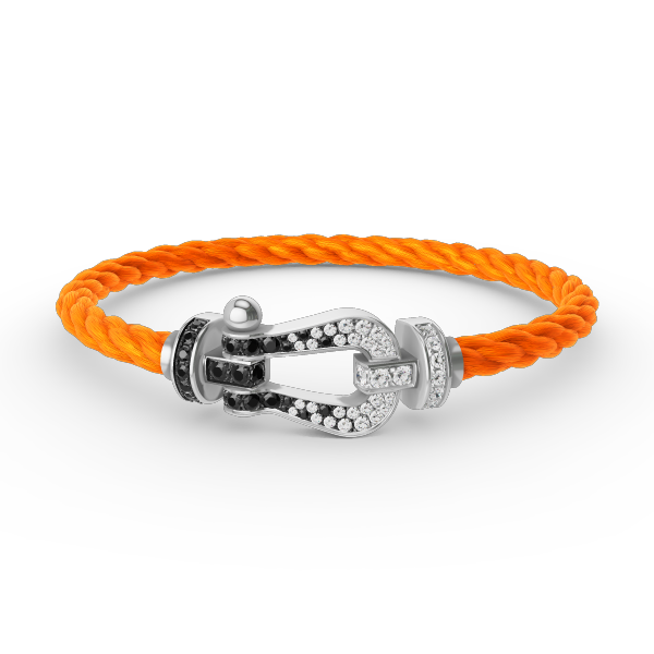 [Auream]FORCE LARGE HORSESHOE BLACK WHITE DIAMOND BRACELET SILVER
