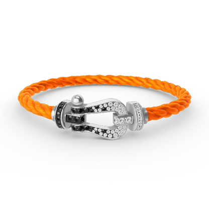 [Auream]FORCE LARGE HORSESHOE BLACK WHITE DIAMOND BRACELET SILVER