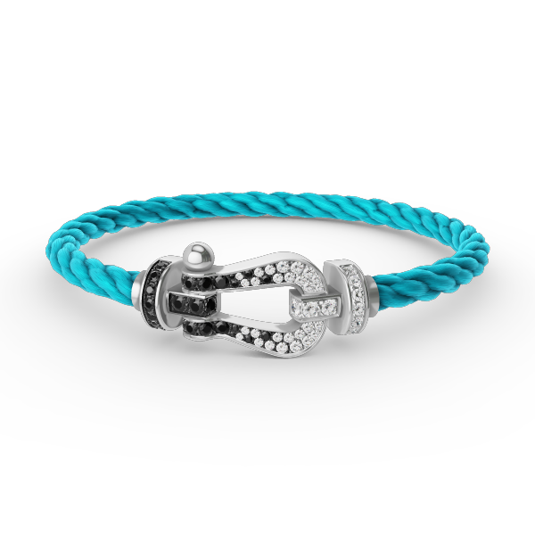 [Auream]FORCE LARGE HORSESHOE BLACK WHITE DIAMOND BRACELET SILVER