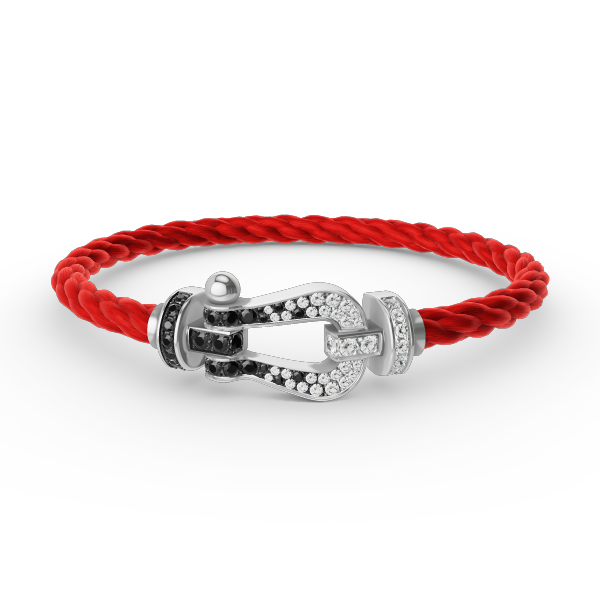 [Auream]FORCE LARGE HORSESHOE BLACK WHITE DIAMOND BRACELET SILVER