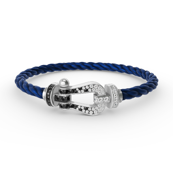 [Auream]FORCE LARGE HORSESHOE BLACK WHITE DIAMOND BRACELET SILVER