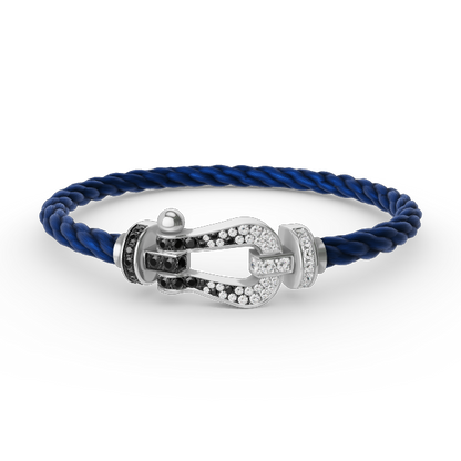 [Auream]FORCE LARGE HORSESHOE BLACK WHITE DIAMOND BRACELET SILVER