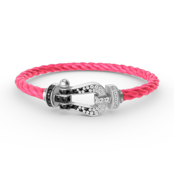 [Auream]FORCE LARGE HORSESHOE BLACK WHITE DIAMOND BRACELET SILVER