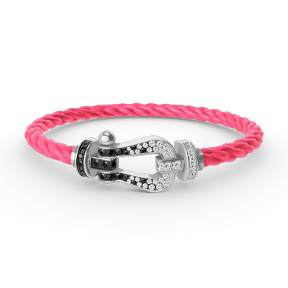 [Auream]FORCE LARGE HORSESHOE BLACK WHITE DIAMOND BRACELET SILVER