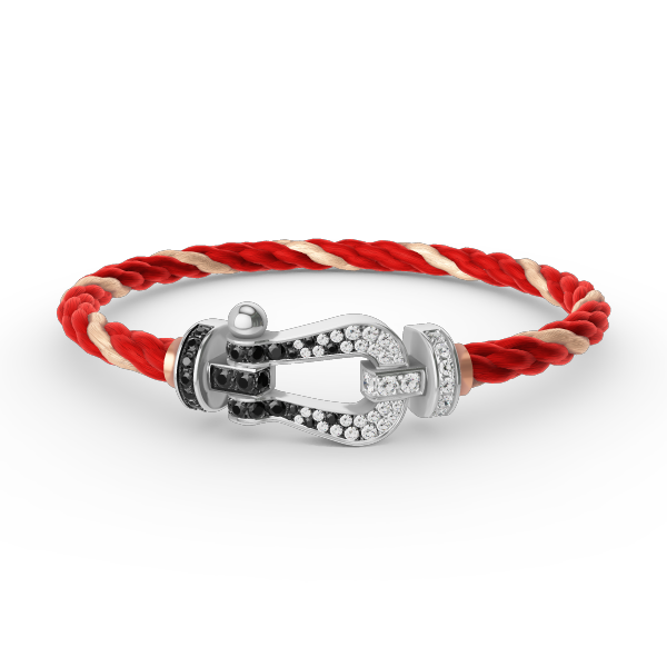 [Auream]FORCE LARGE HORSESHOE BLACK WHITE DIAMOND BRACELET SILVER