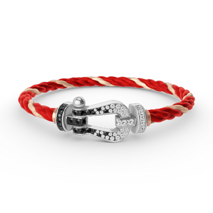 [Auream]FORCE LARGE HORSESHOE BLACK WHITE DIAMOND BRACELET SILVER