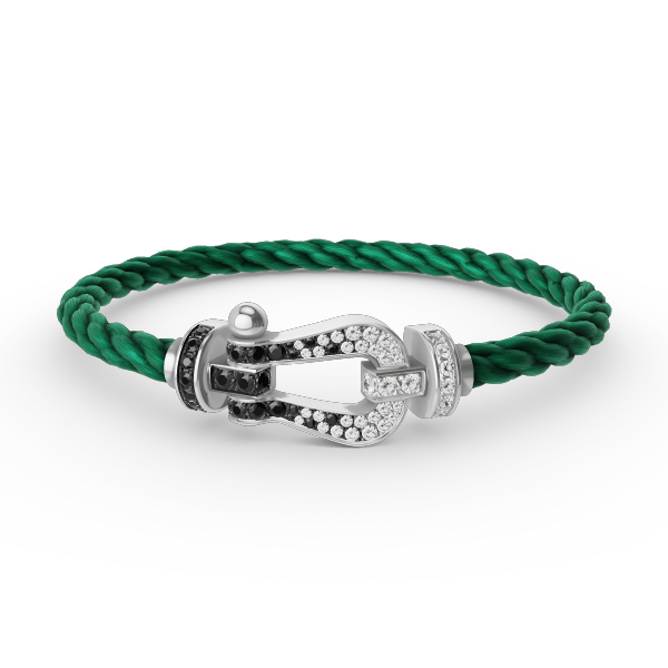 [Auream]FORCE LARGE HORSESHOE BLACK WHITE DIAMOND BRACELET SILVER