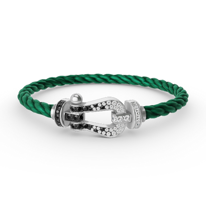 [Auream]FORCE LARGE HORSESHOE BLACK WHITE DIAMOND BRACELET SILVER