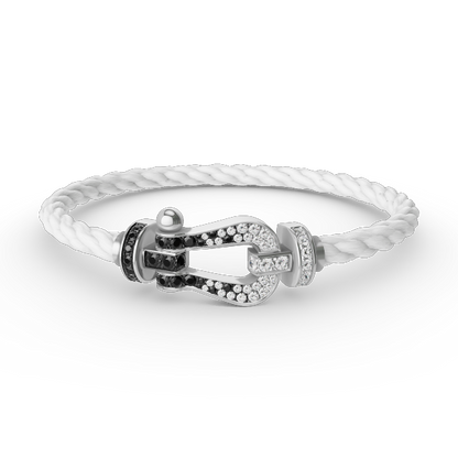 [Auream]FORCE LARGE HORSESHOE BLACK WHITE DIAMOND BRACELET SILVER