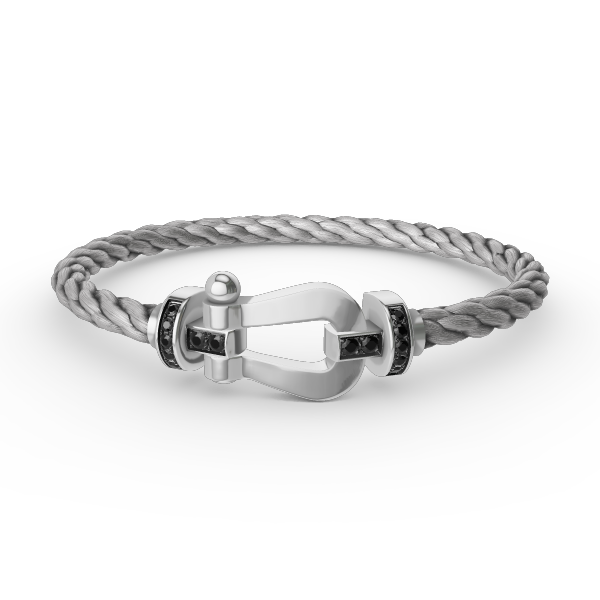 [Auream]FORCE LARGE HORSESHOE BLACK DIAMOND BRACELET SILVER