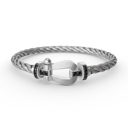 [Auream]FORCE LARGE HORSESHOE BLACK DIAMOND BRACELET SILVER