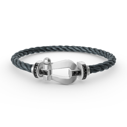 [Auream]FORCE LARGE HORSESHOE BLACK DIAMOND BRACELET SILVER