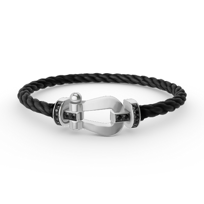 [Auream]FORCE LARGE HORSESHOE BLACK DIAMOND BRACELET SILVER