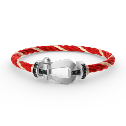 [Auream]FORCE LARGE HORSESHOE BLACK DIAMOND BRACELET SILVER