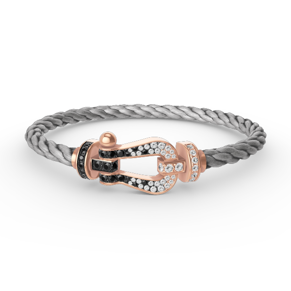 [Auream]FORCE LARGE HORSESHOE BLACK WHITE DIAMOND BRACELET ROSE GOLD